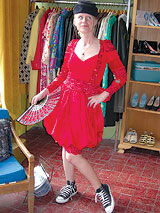 Mary Jo Marshall in red dress