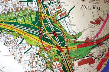 One of the state DOT's many maps of options for the I-26 Connector