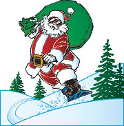Snowboarding Santa